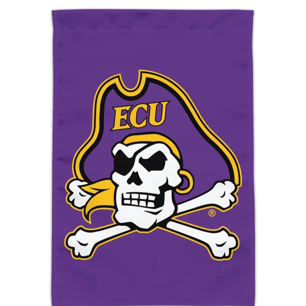 ECU Pirates Purple Team Flag with Skull & Crossbones